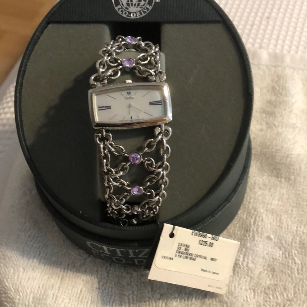 Citizen Silver and Purple Watch with Elegant Design